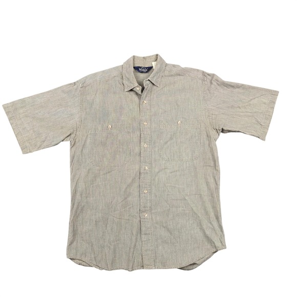 Woolrich Other - Vintage Woolrich Shirt Mens Large Beige Striped Short Sleeve Button Up Casual